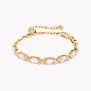 Kendra Scott Genevieve Gold Delicate Chain Bracelet in White Crystal